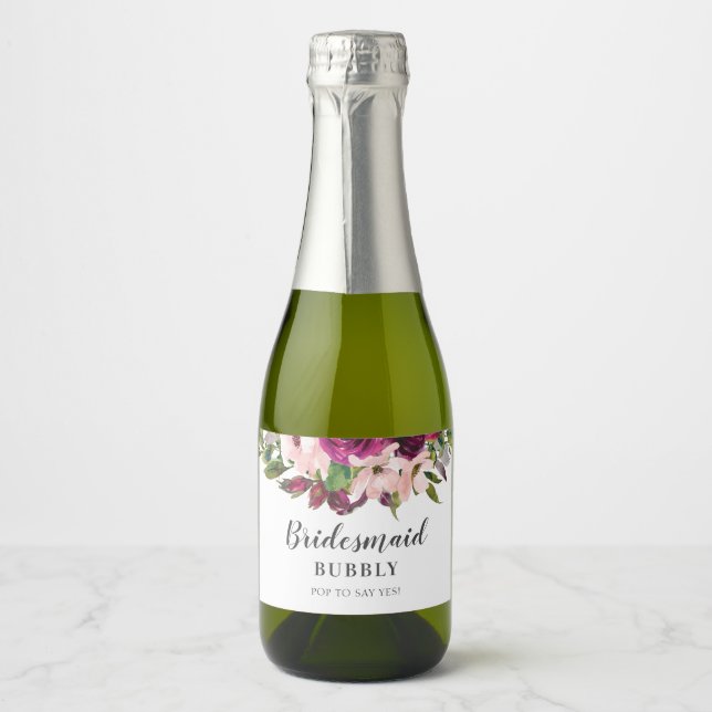 Bridesmaid Bubbly Bridal Party Proposal Sparkling Wine Label (Front)