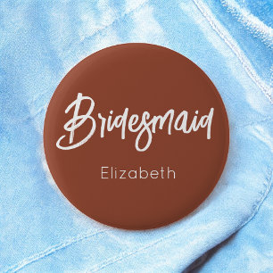 Bridesmaid Burnt Orange Terracotta Wedding  6 Cm Round Badge