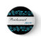 Bridesmaid Button Black with Blue Vintage Flowers