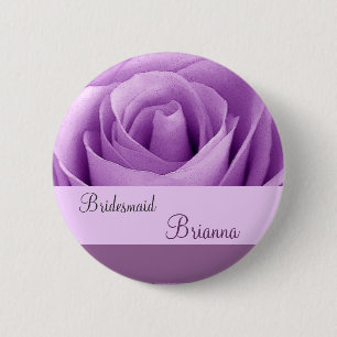 BRIDESMAID Button with PURPLE Rose