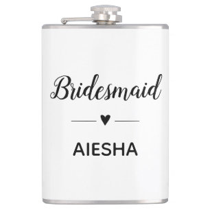 Bridesmaid Calligraphy Heart Personalised Wedding Hip Flask