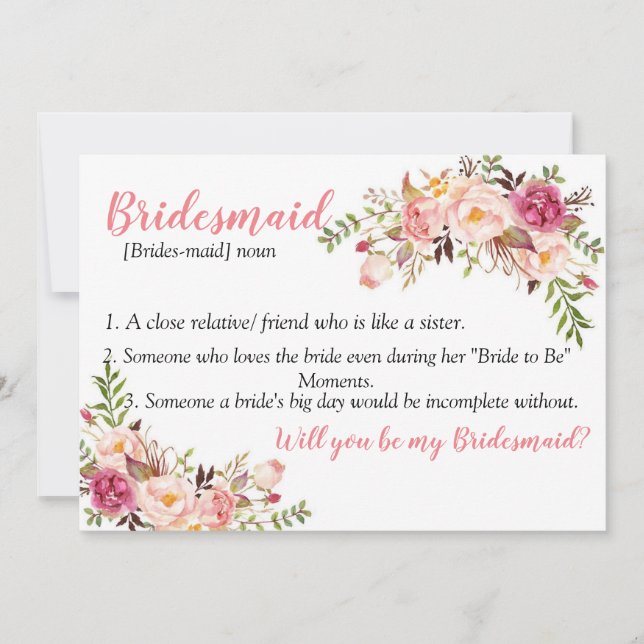Bridesmaid Card (Front)