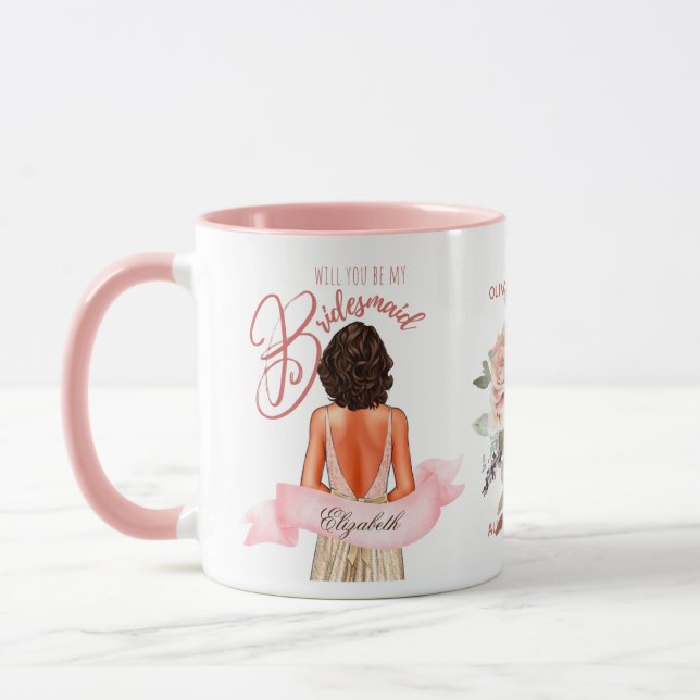 Bridesmaid Caricature Proposal Thank You Custom Mug (Left)