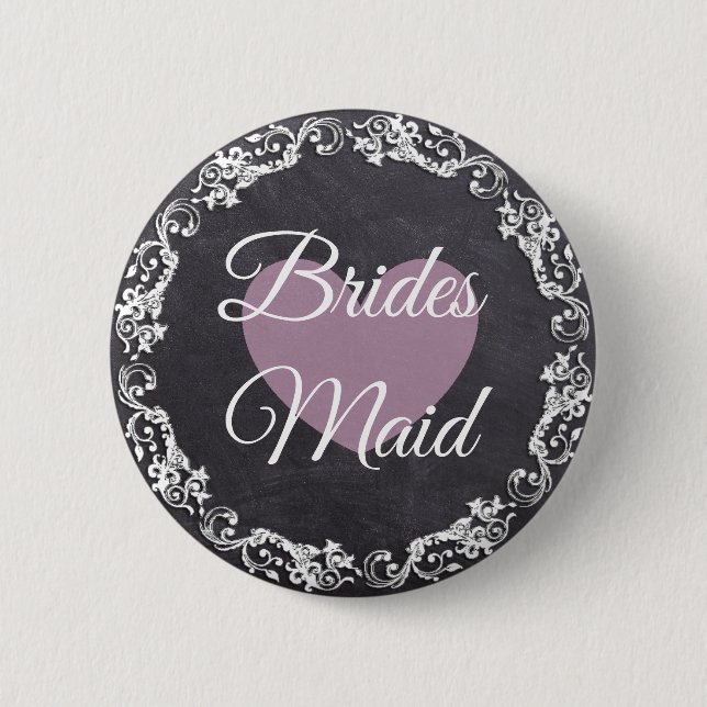 Bridesmaid Chalkboard Style Bachelorette Party 6 Cm Round Badge (Front)