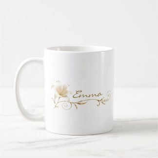 Bridesmaid Champagne Gold Lily Name Mug