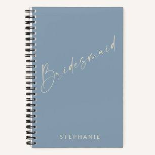 Bridesmaid Chic Minimalist Personalised Dusty Blue Notebook