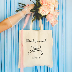 Bridesmaid Choose any Colour Coquette Bow Tote Bag