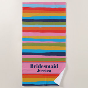 Bridesmaid Colourful Serrate Stripes Pattern Beach Towel