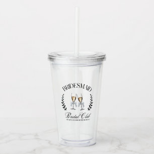 Bridesmaid Coquette Pink Bow Bachelorette Acrylic Tumbler