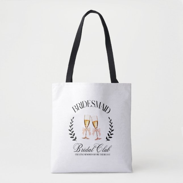  Bridesmaid Coquette Pink Bow Modern Tote Bag (Front)