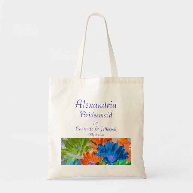 "Bridesmaid" - Crazy Daisies Tote Bag (Front)