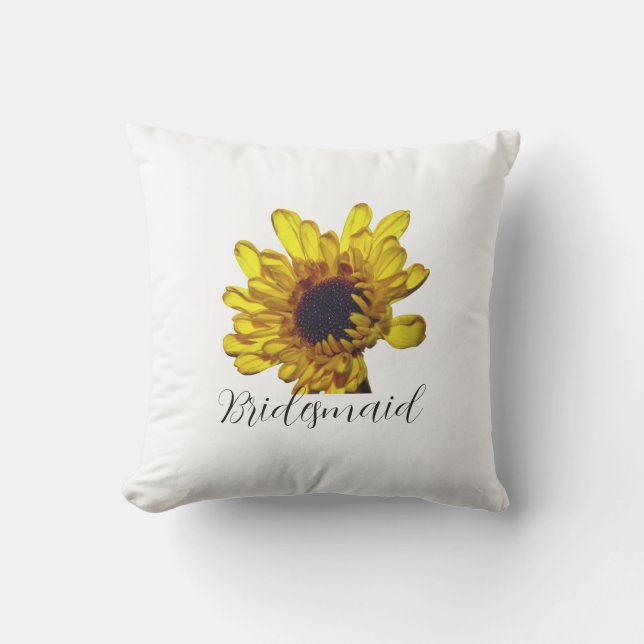 Bridesmaid Custom Golden Yellow Floral Weddings Cushion (Front)