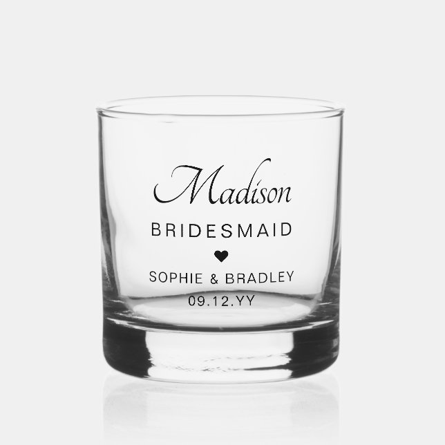 Bridesmaid Custom Personalised Name Wedding Party Whiskey Glass (Front)