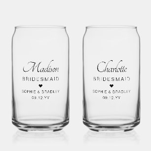 Bridesmaid Custom Personalised Names Wedding Party Can Glass