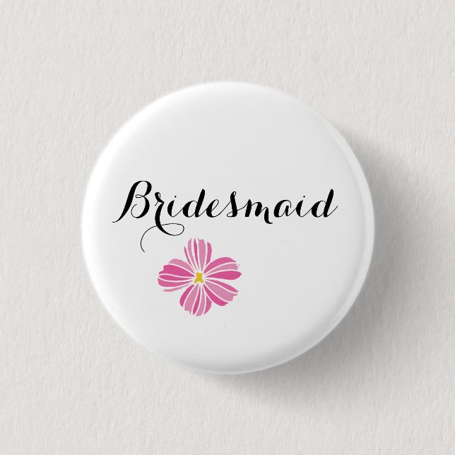 Bridesmaid Custom Wedding Pinback Buttons Badges (Front)