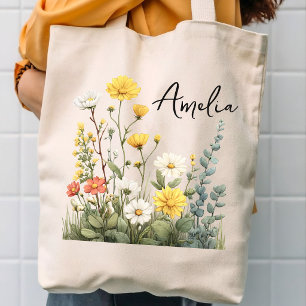 Bridesmaid   Custom Wildflower Bachelorette Party Tote Bag