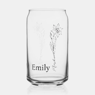 Bridesmaid Daffodil March Birth Month Flower Can Glass