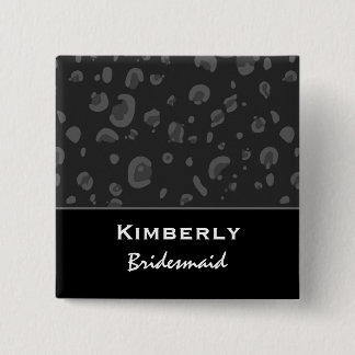 Bridesmaid Dark Grey and Black Leopard Confetti 15 Cm Square Badge