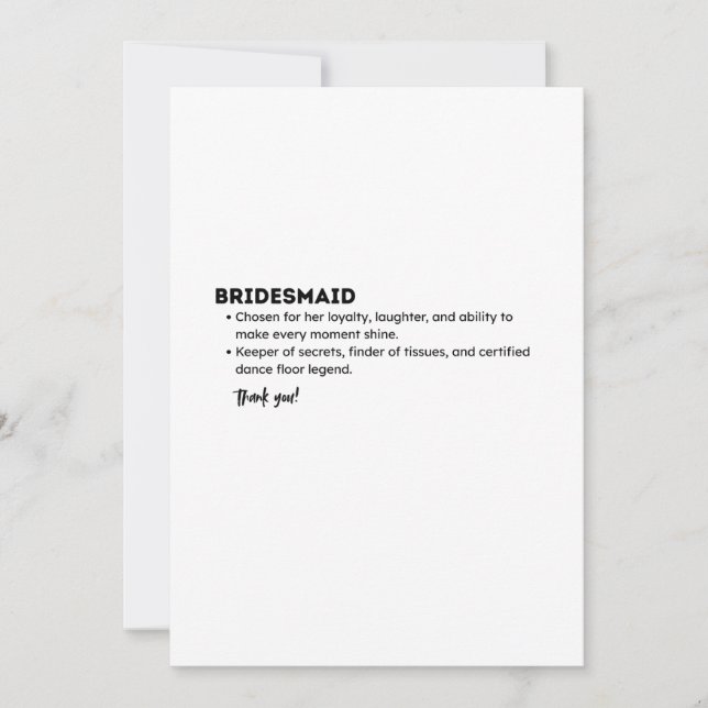 Bridesmaid Definition Card – Funny & Heartfelt Bri (Front)
