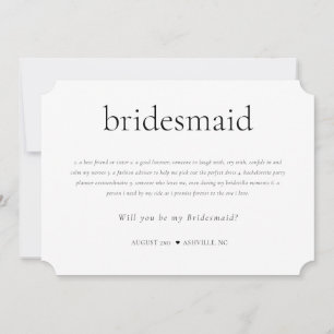 Bridesmaid Definition & Duties Proposal Card