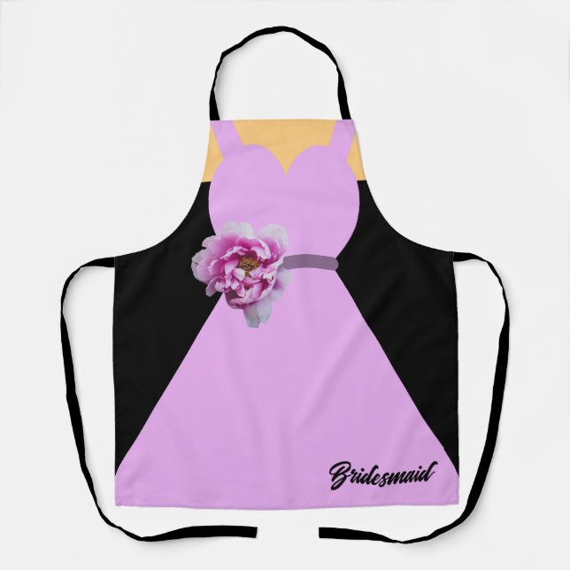 Bridesmaid Dress Lavender with Flower Personalise Apron (Front)