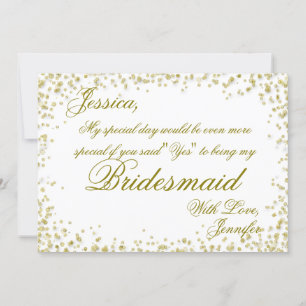 Bridesmaid Elegant Gold Confetti Invitation