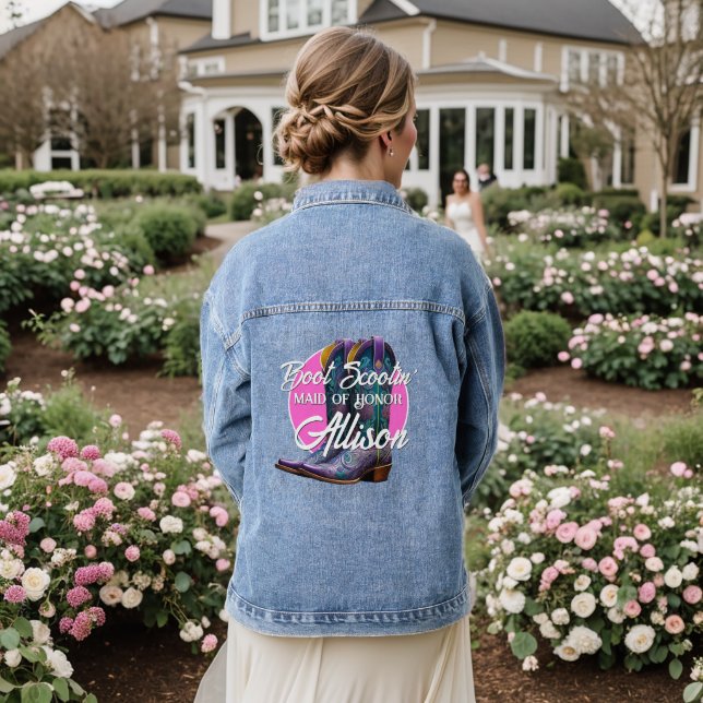 Bridesmaid Fancy Cowboy Boots Denim Jacket (Wedding Back)