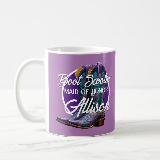 Bridesmaid Fancy Cowboy Boots Lilac Coffee Mug (Left)