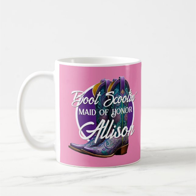 Bridesmaid Fancy Cowboy Boots Pink Coffee Mug (Left)
