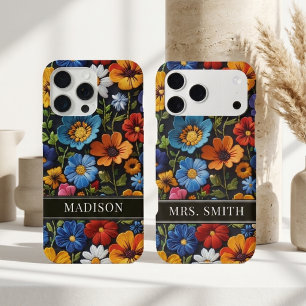 Bridesmaid   Faux Embroidery Floral Bridal Name  iPhone 15 Pro Max Case