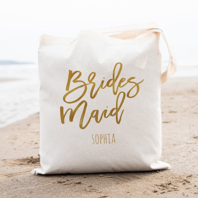 Bridesmaid faux gold foil personalized tote bag (Creator Uploaded)