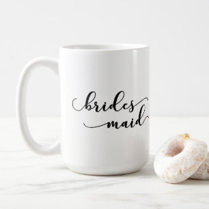 Bridesmaid Favour, Black Modern Script Typography Coffee Mug
