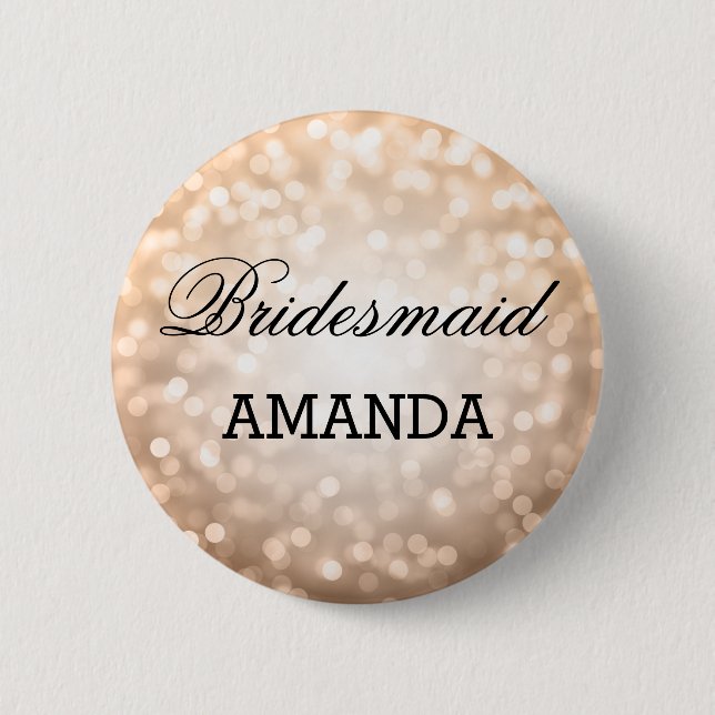 Bridesmaid Favour Copper Glitter Lights 6 Cm Round Badge (Front)