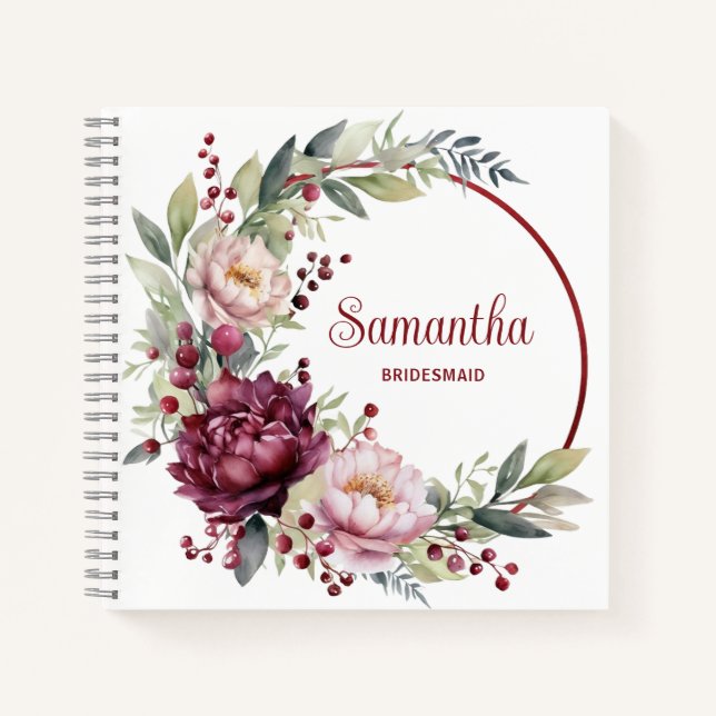Bridesmaid favour gift notebook (Front)