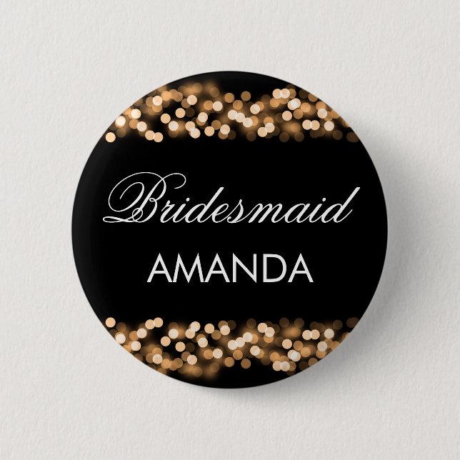 Bridesmaid Favour Gold Hollywood Glam 6 Cm Round Badge (Front)