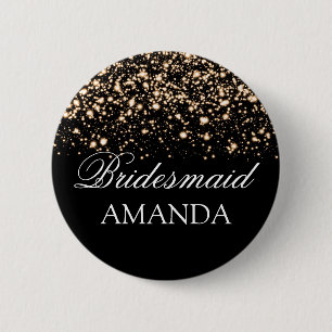 Bridesmaid Favour Gold Midnight Glam 6 Cm Round Badge