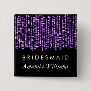 Bridesmaid Favour Modern Purple Lights 15 Cm Square Badge