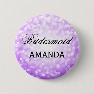 Bridesmaid Favour Purple Glitter Lights 6 Cm Round Badge