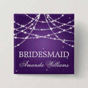 Bridesmaid Favour Sparkling String Purple 15 Cm Square Badge