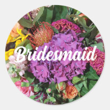 Bridesmaid Floral Arrangement Round Sticker