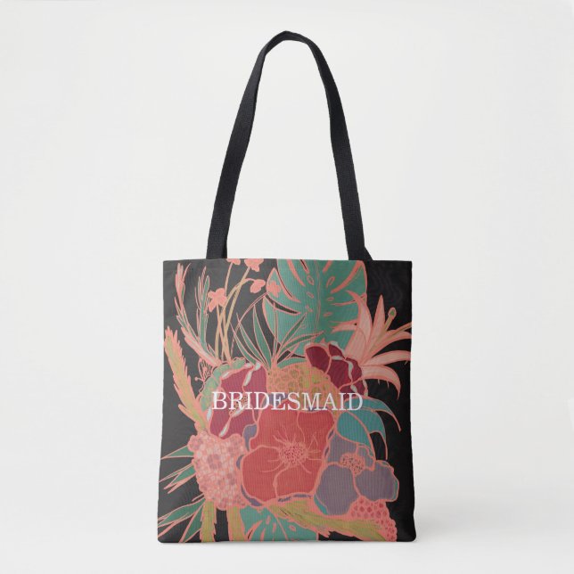 Bridesmaid Floral Boho Gift Pattern Tote Bag (Front)