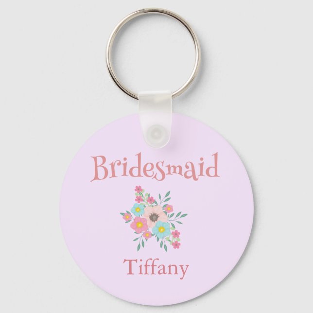 Bridesmaid Floral keepsake Key Ring (Front)