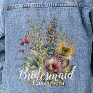 Bridesmaid Floral Name Wildflowers Wedding Denim Jacket