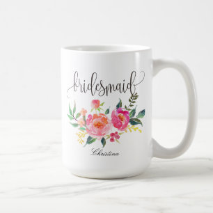 Bridesmaid Floral Personalised Wedding -3 Coffee Mug