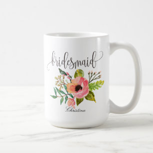 Bridesmaid Floral Personalised Wedding -6 Coffee Mug