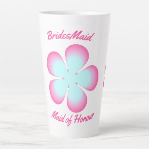 Bridesmaid Floral Pink Blue Maid of Honour Latte Mug