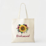 Bridesmaid Floral Sunflowers Burgundy Rose Tote Bag<br><div class="desc">This bridesmaid tote bag features a watercolor sunflower and burgundy roses design. You can personalise it with a name. Please visit our store or our collection pages for more products featuring this design that you can customise for your needs.</div>