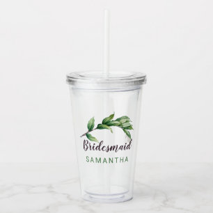 Bridesmaid Foliage Personalised Acrylic Tumbler