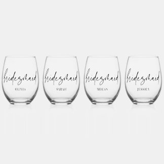 Bridesmaid Gift Custom Wine Glass Drinkware Set