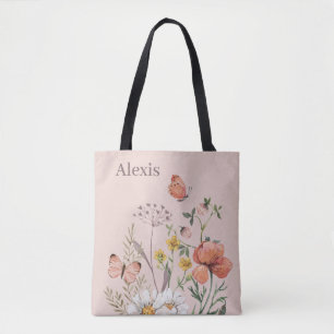 Bridesmaid GIft Elegant Blush Pink Floral  Tote Bag